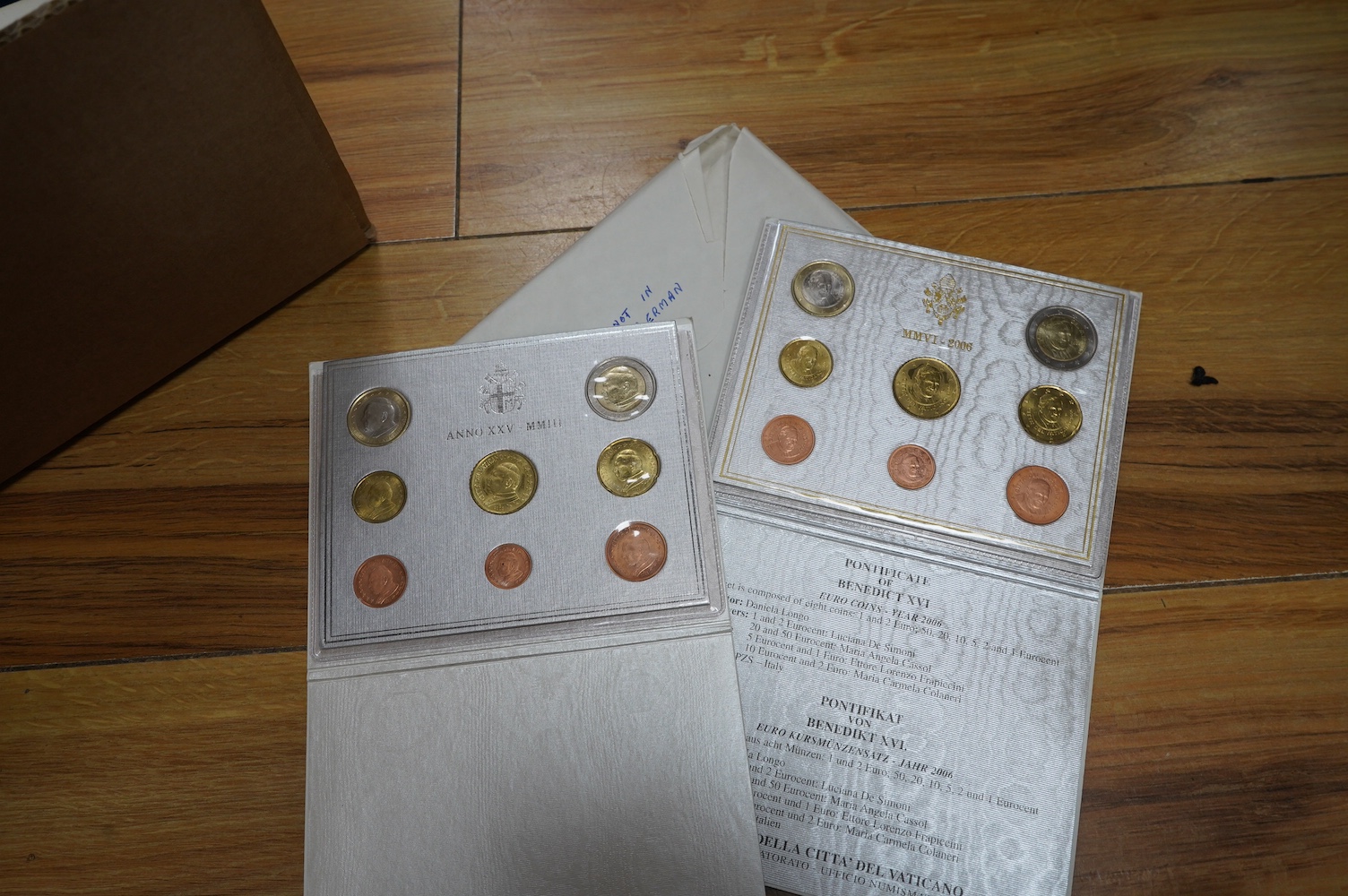 20th century Papal States coins and coin year sets from approximately 1939–2007, most base metal, also to include Royal Mint Pope Benedict XVI visit to the UK 2010 silver proof medal, one box